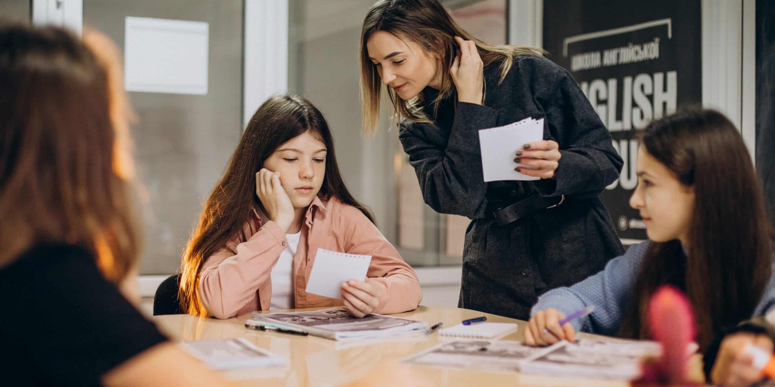 Group of kids studying at school